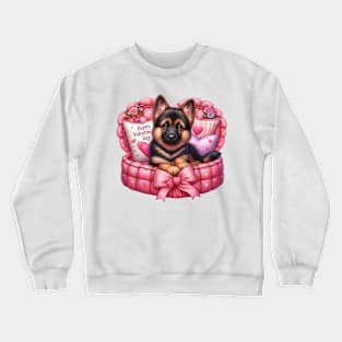 Valentine German Shepherd Dog in Bed Crewneck Sweatshirt